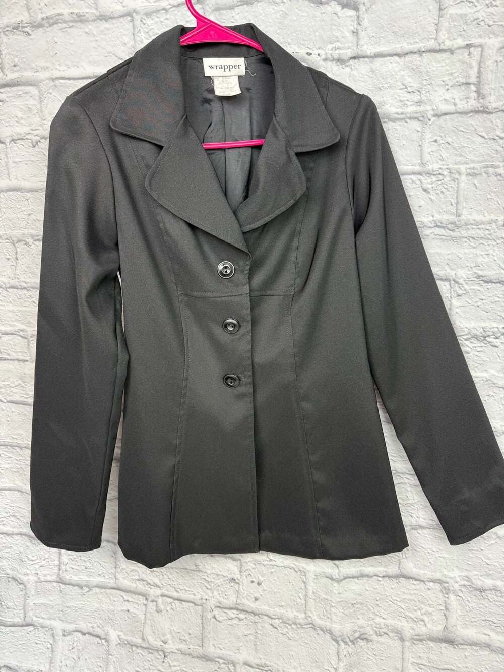 Wrapper Vintage Black Fitted Blazer Jacket Size 7/8